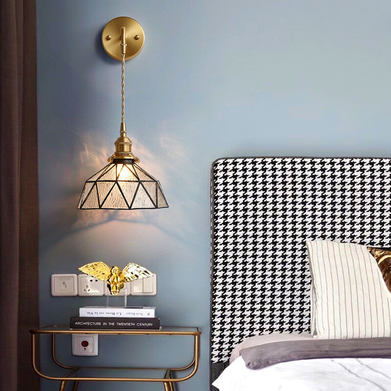 Lampe applique murale à dôme irrégulier à 1 lumière en verre ondulé 