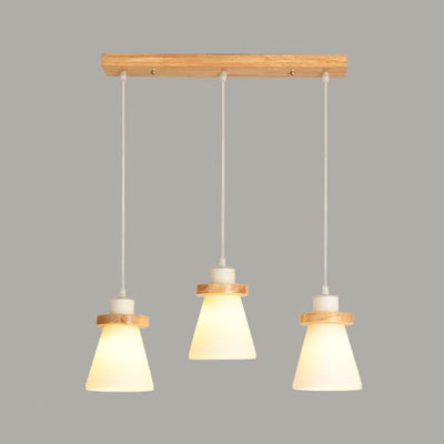 Modern Wooden Cone Shade 1/3 Light Pendant Light