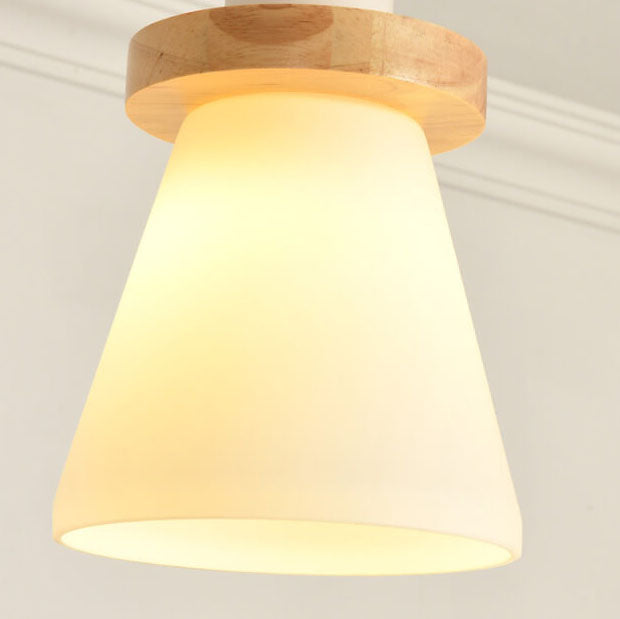 Suspension lumineuse à 1/3 lumières avec abat-jour en bois moderne en forme de cône 