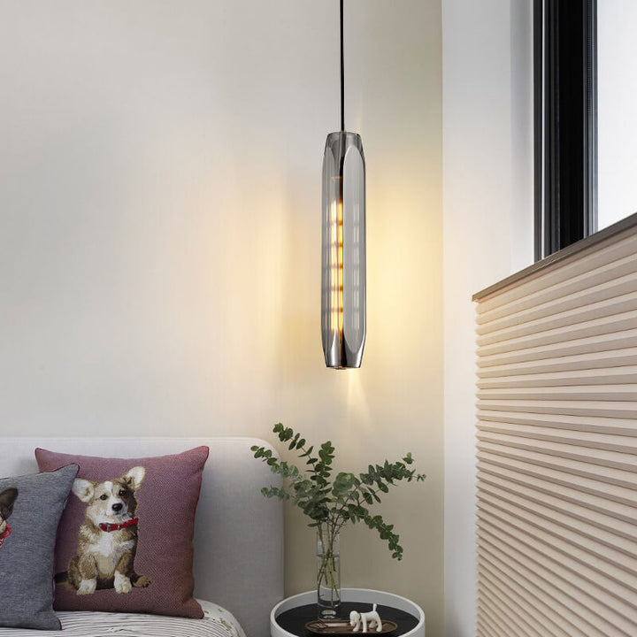 Kristall 1-Licht Lange Glas Pendelleuchte 