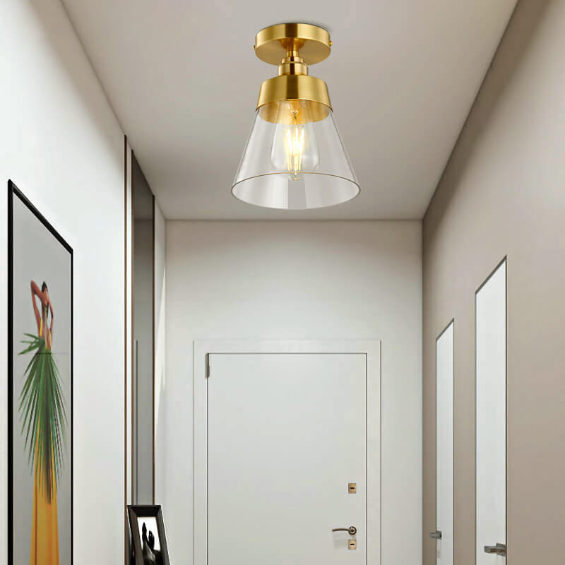 Modern Glass 1-Light Bell Semi-Flush Mount Lighting