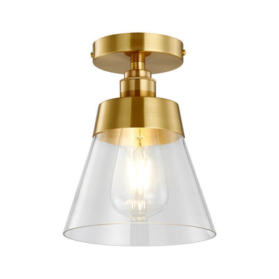 Modern Glass 1-Light Bell Semi-Flush Mount Lighting