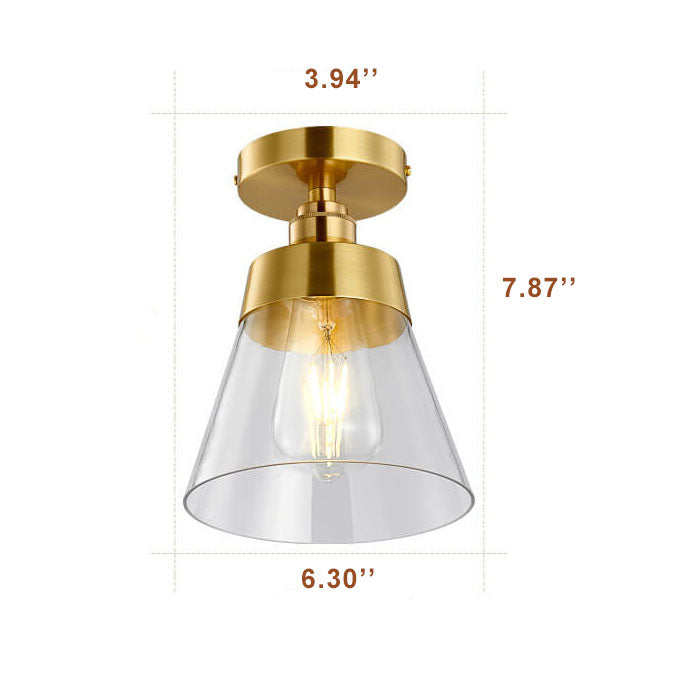 Modern Glass 1-Light Bell Semi-Flush Mount Lighting