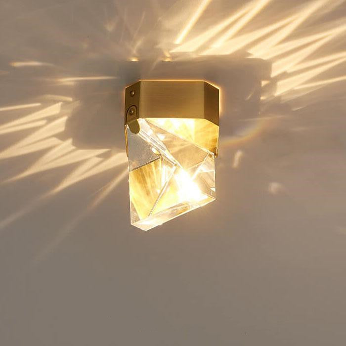 Simple Crystal Geometry 1-Light LED Semi-Flush Mount Lighting