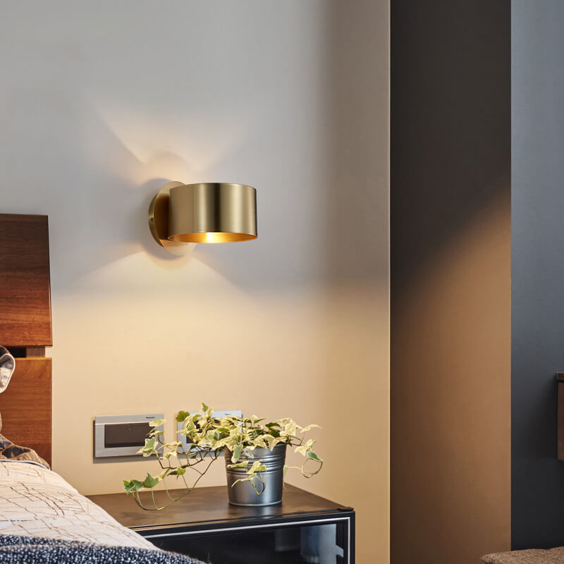 Modern 1-Light Drum Shaped Wall Sconce Lamp