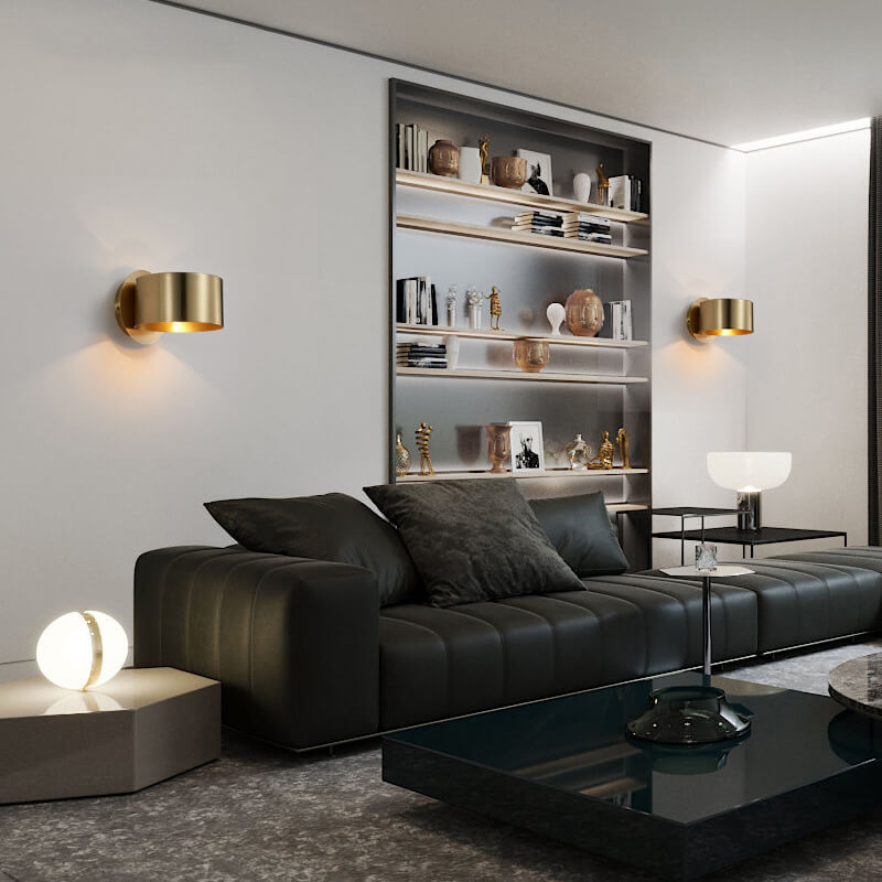 Modern 1-Light Drum Shaped Wall Sconce Lamp