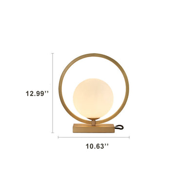 Modern Circle Ring Glass Ball 1-Light Globe Table Lamps