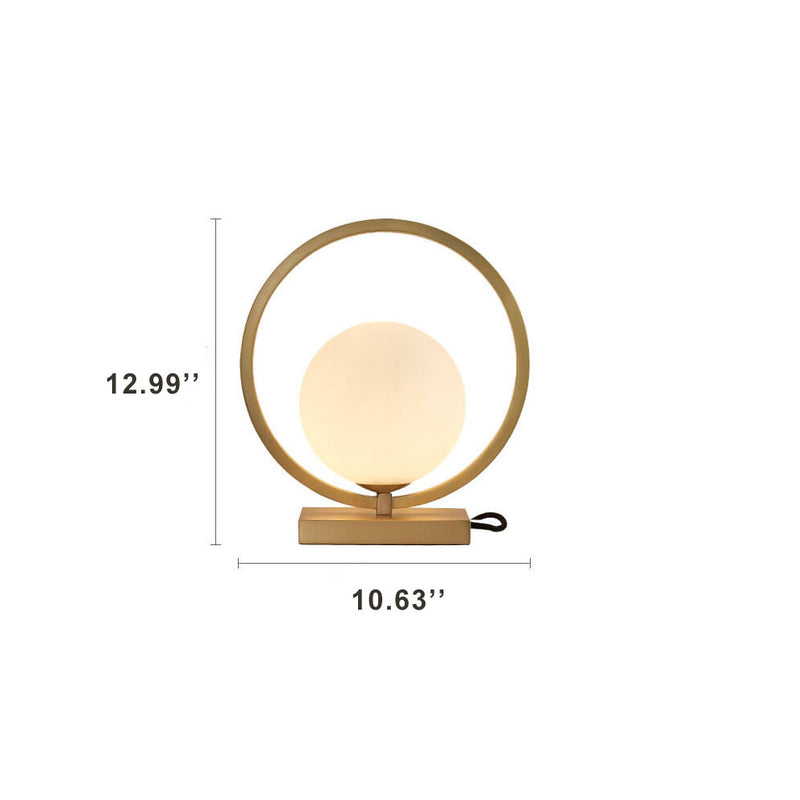 Modern Circle Ring Glass Ball 1-Light Globe Table Lamps