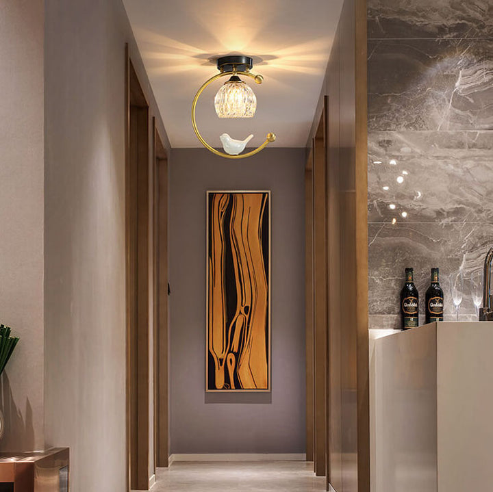Moderne 1-Licht Chinesische Elemente Semi-Flush-Mount-Beleuchtung 