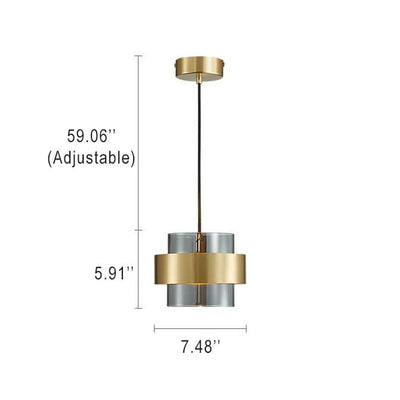 Moderne 1-flammige zylindrische Pendelleuchte aus Glas 