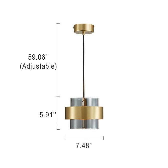 Moderne 1-flammige zylindrische Pendelleuchte aus Glas 