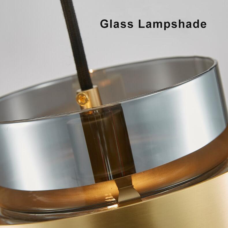 Moderne 1-flammige zylindrische Pendelleuchte aus Glas 