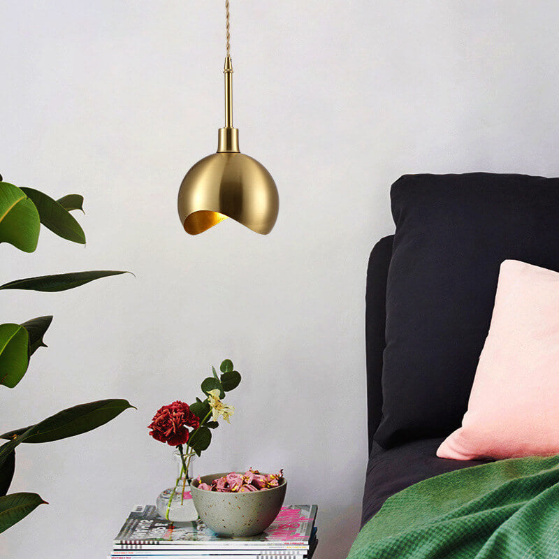 Modern Copper Round 1-Light Pendant Light