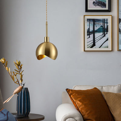 Modern Copper Round 1-Light Pendant Light