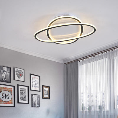 Circle Ring 1-Light LED 3 Color Changeable Flush Mount Lighting 2 Design