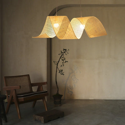 Modern Twist 1-Light Bamboo Weaving Pendant Light