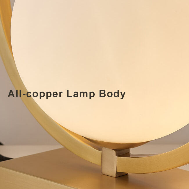 Modern Circle Ring Glass Ball 1-Light Globe Table Lamps