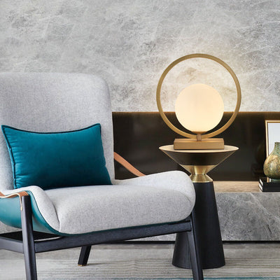 Modern Circle Ring Glass Ball 1-Light Globe Table Lamps