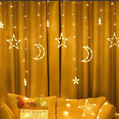 Éclairage de fête LED étoile lune décoration d'ambiance guirlande lumineuse en plastique 