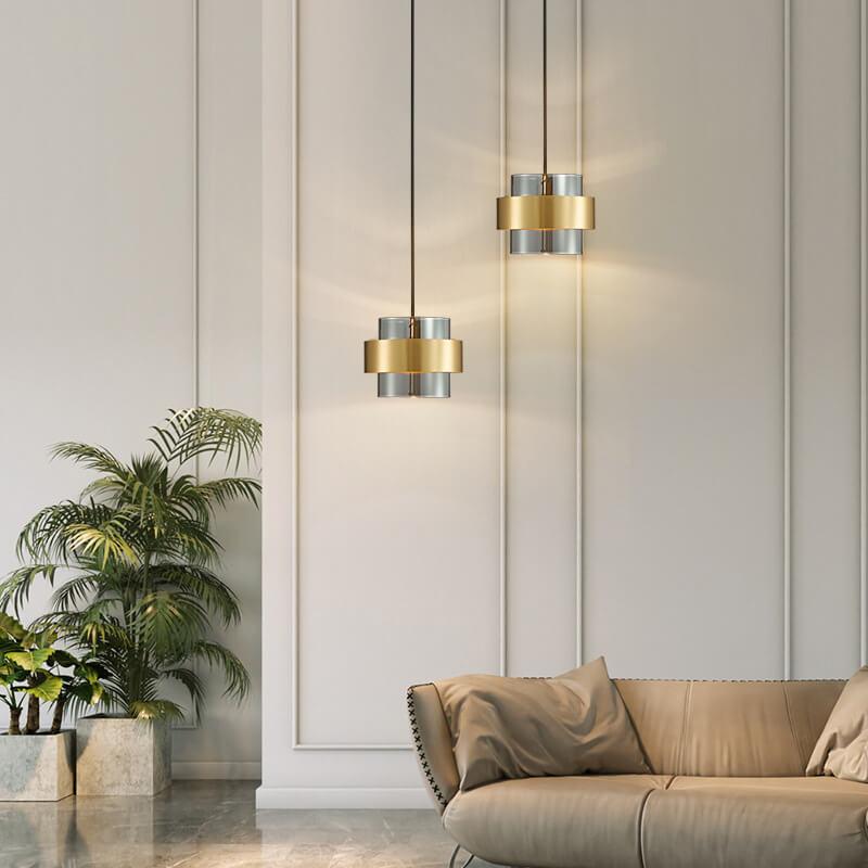 Modern Glass 1-Light Cylindrical Pendant Light