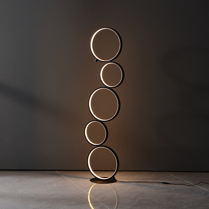 Fünf runde Ring-Kombinations-Stehlampen mit 1 Leuchte 