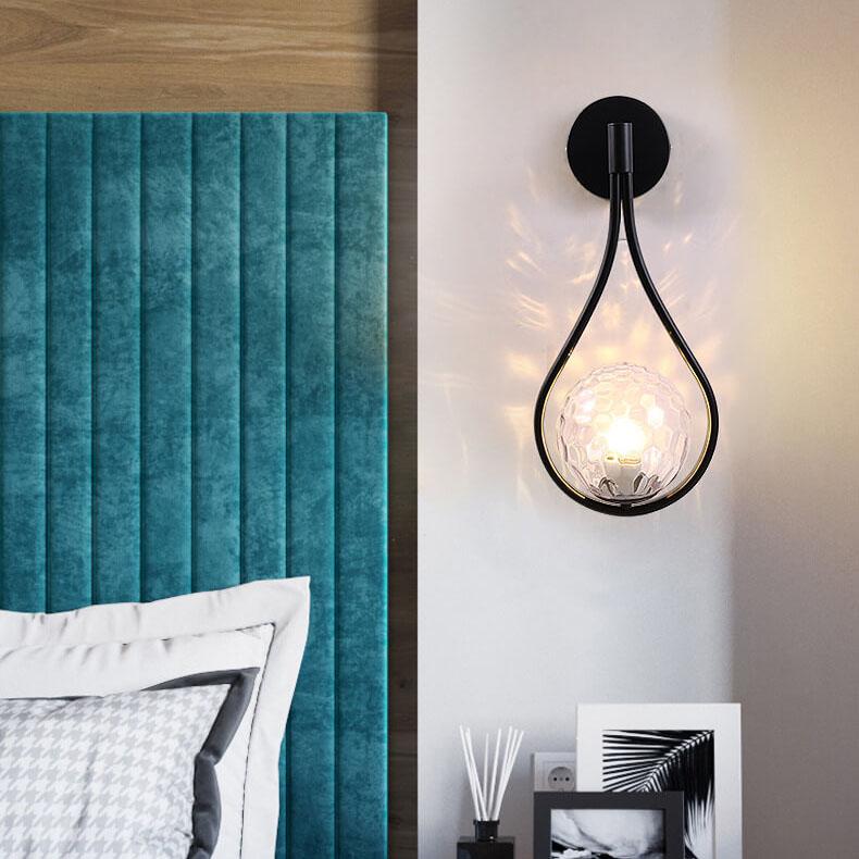 Moderne 1-Licht-Globus-Wassertropfen-Form Wandleuchte mit Arm, 2 Designs 