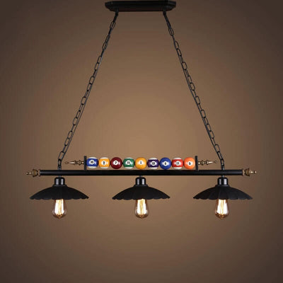 Lustres décoratifs à abat-jour festonnés à 2/3 lumières pour billard industriel 