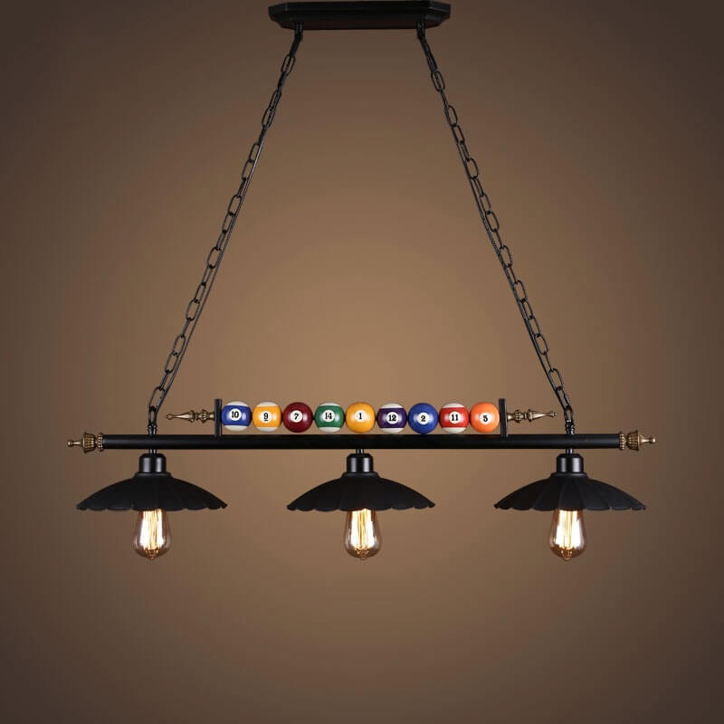Lustres décoratifs à abat-jour festonnés à 2/3 lumières pour billard industriel 