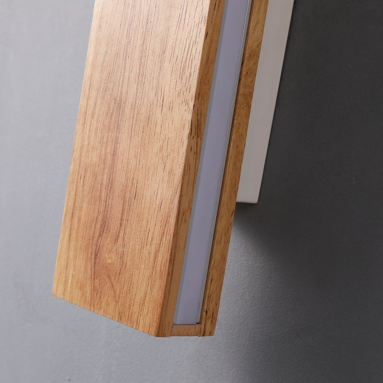 Applique murale à bande LED en bois massif simple 