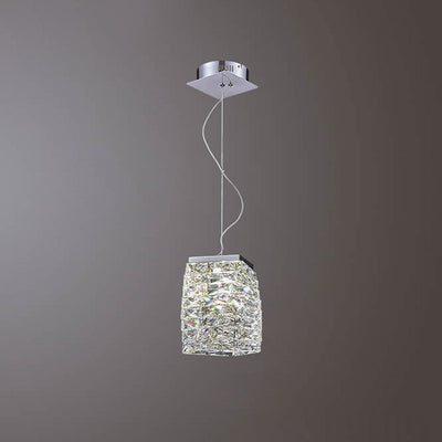 Modern Luxury Crystal Column Stainless Steel LED Pendant Light