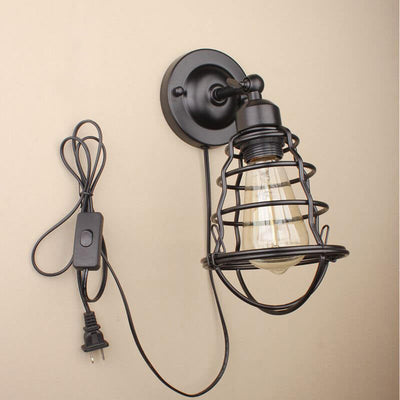 Industrial Vintage Iron Cage 1-Light Wall Sconce Lamp