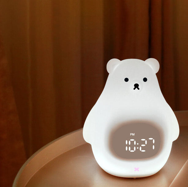 Cartoon Big White Bear Timer Alarm Clock LED Night Light