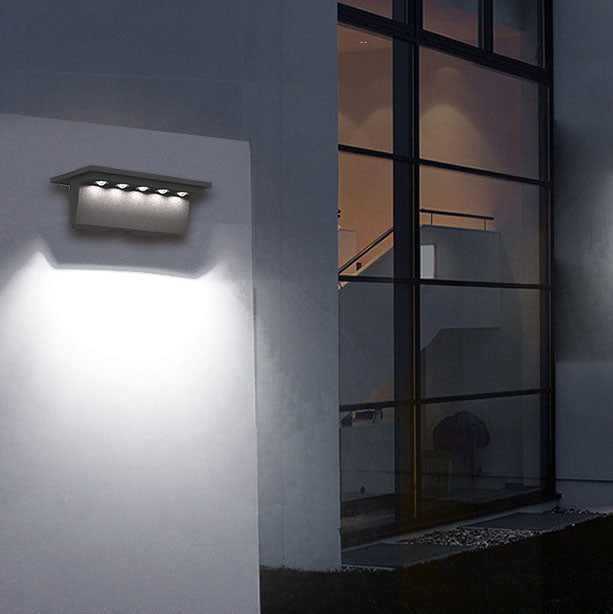 Modern Solar Step Geometry Outdoor Waterproof LED Patio Wall Sconce Lamp