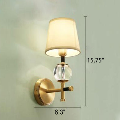 Modern American Brass Fabric 1/2 Light Wall Sconce Lamp