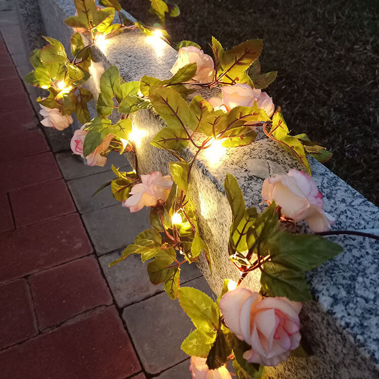 Solar Outdoor Waterproof Shockproof Rose Outdoor LED String Lights