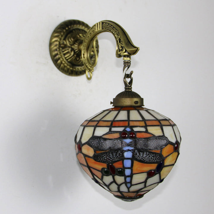 Lámpara de Aplique de Pared de 1 Luz de Vidrio Tiffany Vintage 