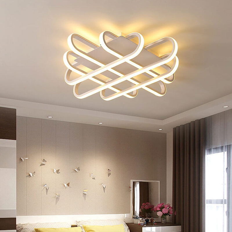 Modern Minimalist Braided Rectangle LED Flush Mount Ceiling Light