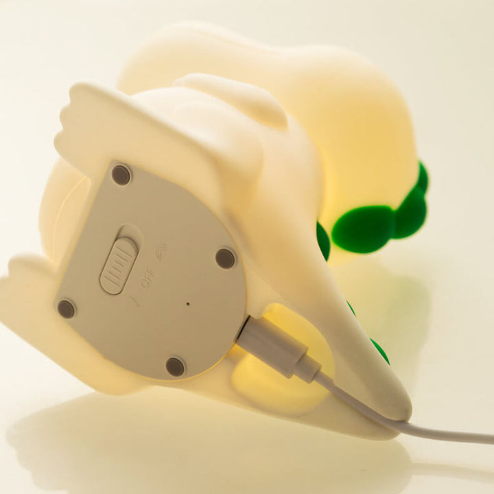 Lámpara de mesa LED de noche contemporánea y creativa con diseño de dinosaurio de dibujos animados, de silicona ABS PC Pat, recargable por USB, para dormitorio 