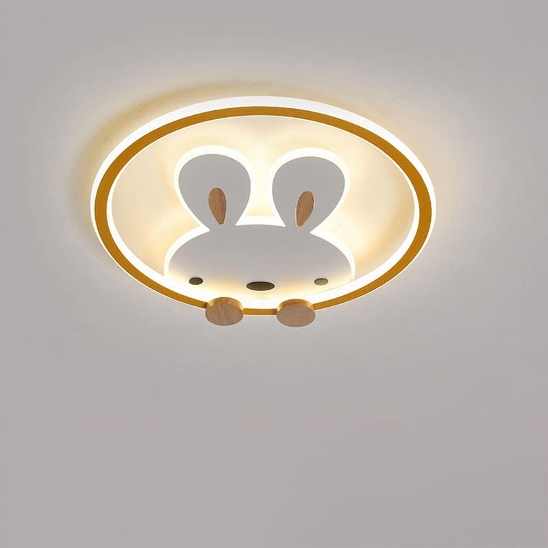 Childlike Modern Simple Cartoon Rabbit Design LED Flush Mount Light