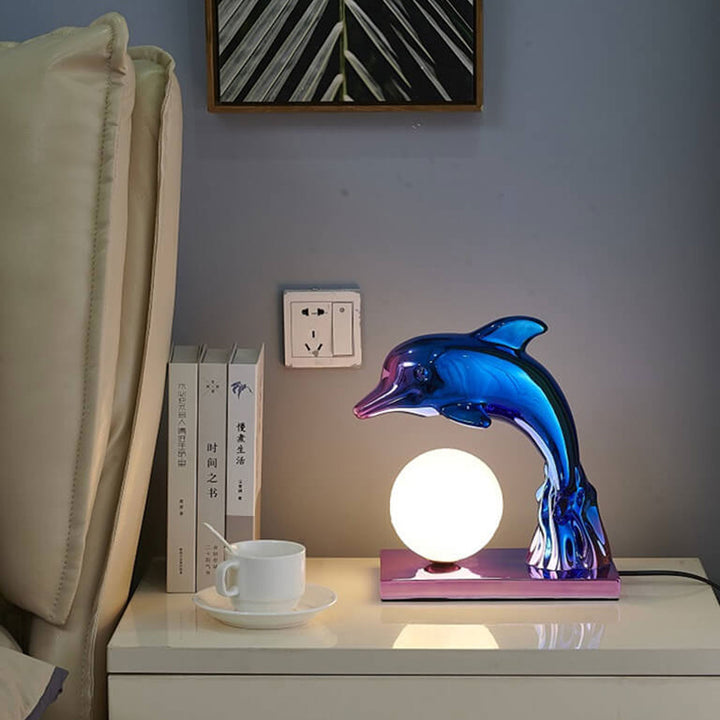 Lampe de Table 1 Lumière avec Abat-jour en Forme de Dauphin Créatif Nordique 