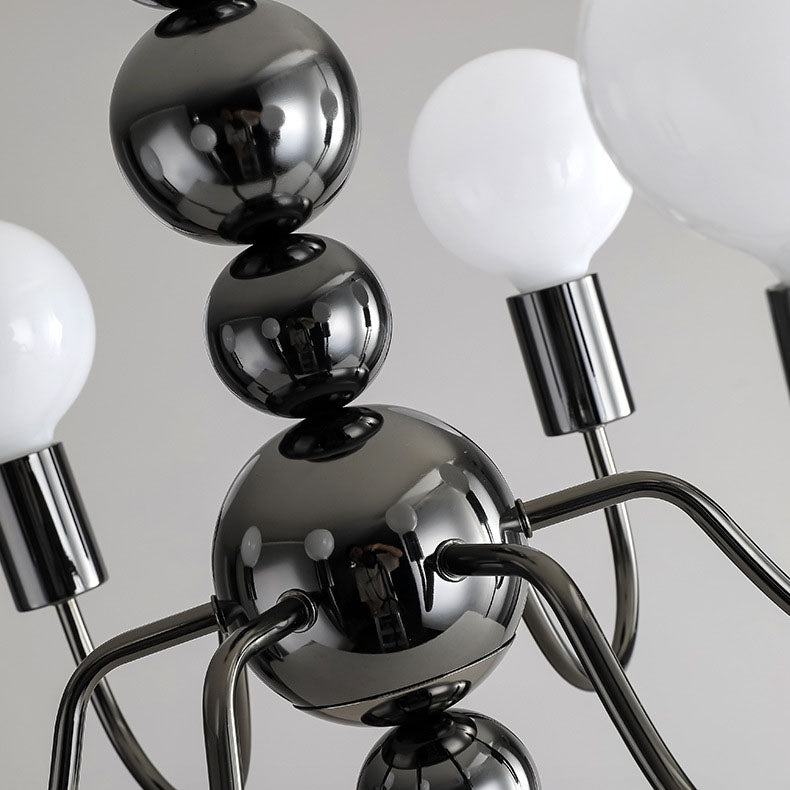 French Modern Minimalist Round Ball Iron Glass 3/5/8 Light Chandelier