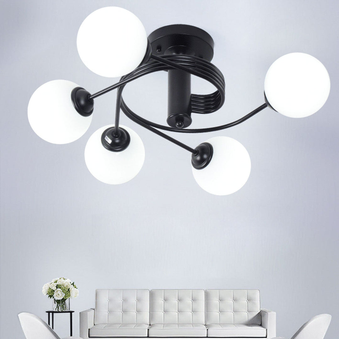 Nordic Light Luxus Glasball Spiral Design 3/5 Licht Semi-Flush Mount Deckenleuchte 