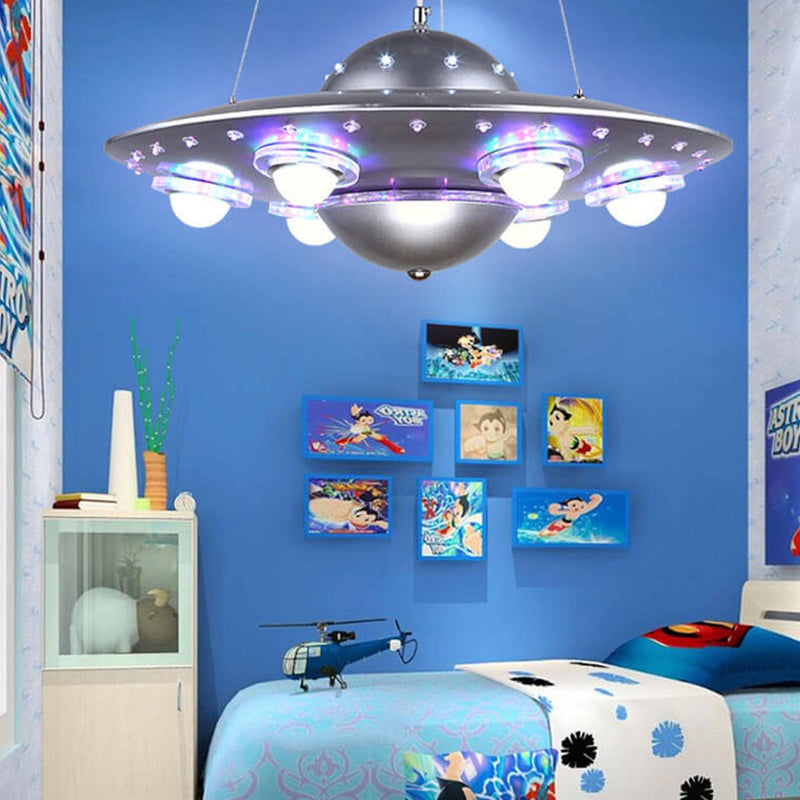 Creative Cartoon UFO Flying Saucer LED Kids Chandelier