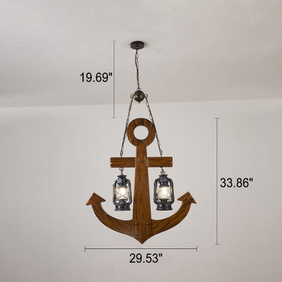 Candelabro de isla de 2 luces con ancla de barco industrial retro 