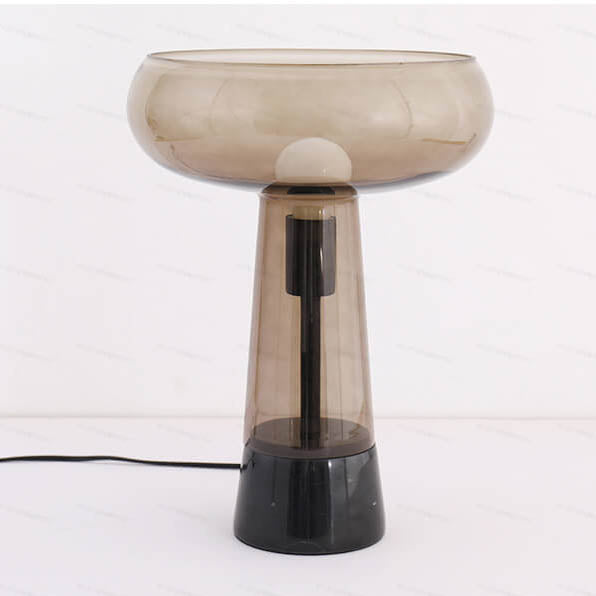 Lampe de table à 1 lumière avec colonne en verre créatif et base en marbre 