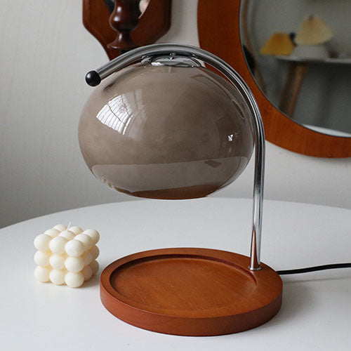 Contemporary Retro Glass Dome Solid Wood Metal Base 1-Light Melting Wax Table Lamp