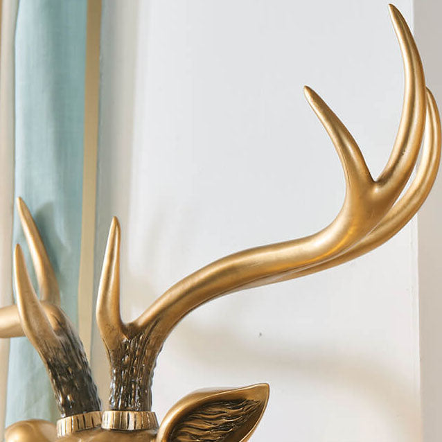 Applique murale européenne rétro à tête de cerf en résine à 1 lumière 