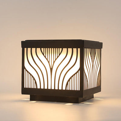 Modern Solar Patterned Stainless Steel Square Courtyard LED Path Lamp