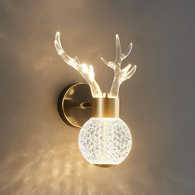 Nordic Luxury Antler Bubble Crystal LED Wall Sconce Lamp