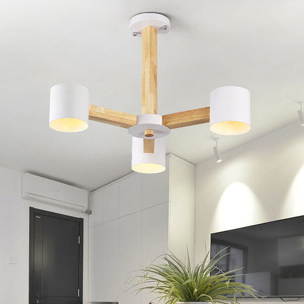 Scandinavian Minimalist Log 3/6/8-Light Island Light Chandelier